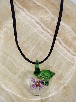 Garden Heart Glass Pendant Necklace