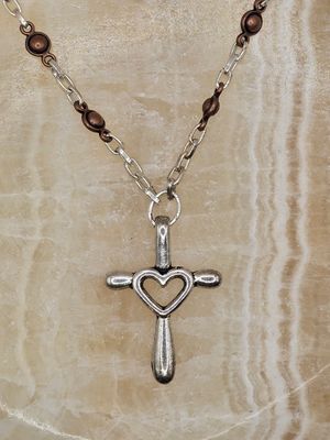 Faithfully Rooted: Cross &amp; Heart Pendant Necklace