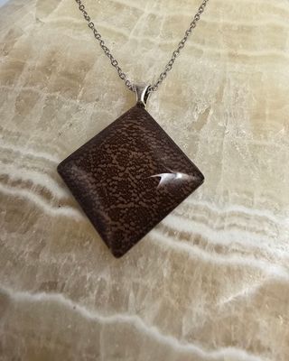 Lacewood Echo: Resin Pendant Necklace