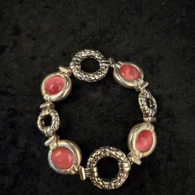 “Blush Links” Bracelet – Pink Stones &amp; Braided Silver Accents