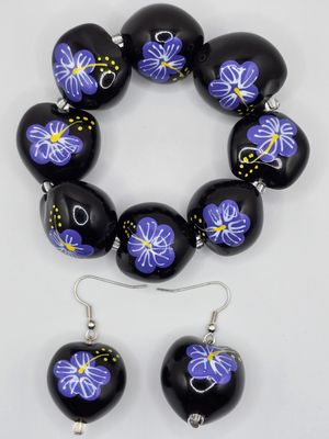 Kukui Blossom: Hand-Painted Hibiscus Jewelry Set