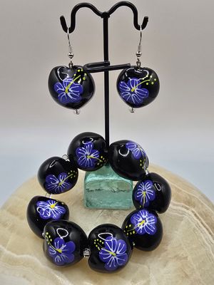 Kukui Blossom: Hand-Painted Hibiscus Jewelry Set