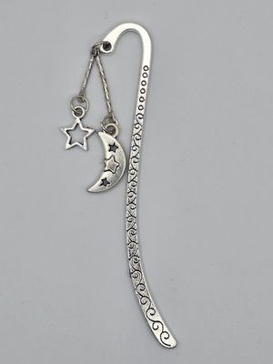 Celestial Pause: Moon &amp; Star Charm Bookmark