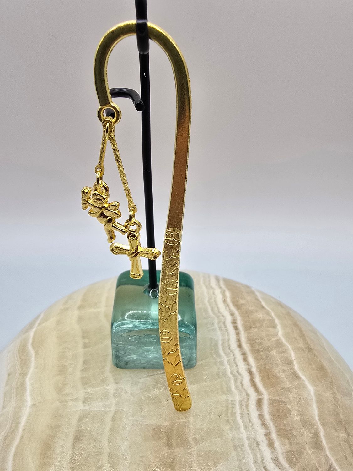 Guided Grace: Angel &amp; Cross Charm Bookmark