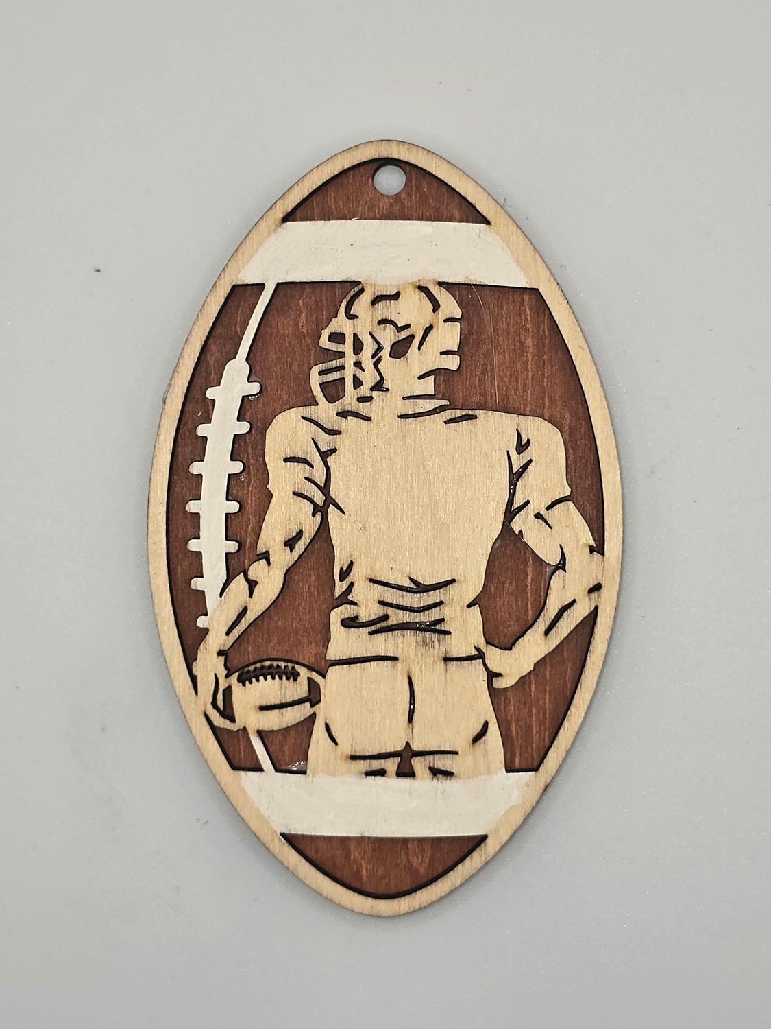 Gridiron Glory – Personalized 2-Layer Basswood Football Ornament (4&quot;)