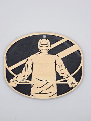 Hockey Hustle – Personalized 2-Layer Basswood Ornament (4&quot;)