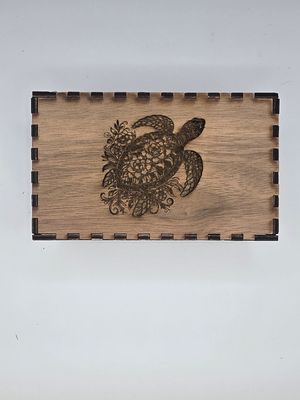 Honu Keepsake Box – Laser-Engraved Basswood Trinket Box (5x3x1¾&quot;)