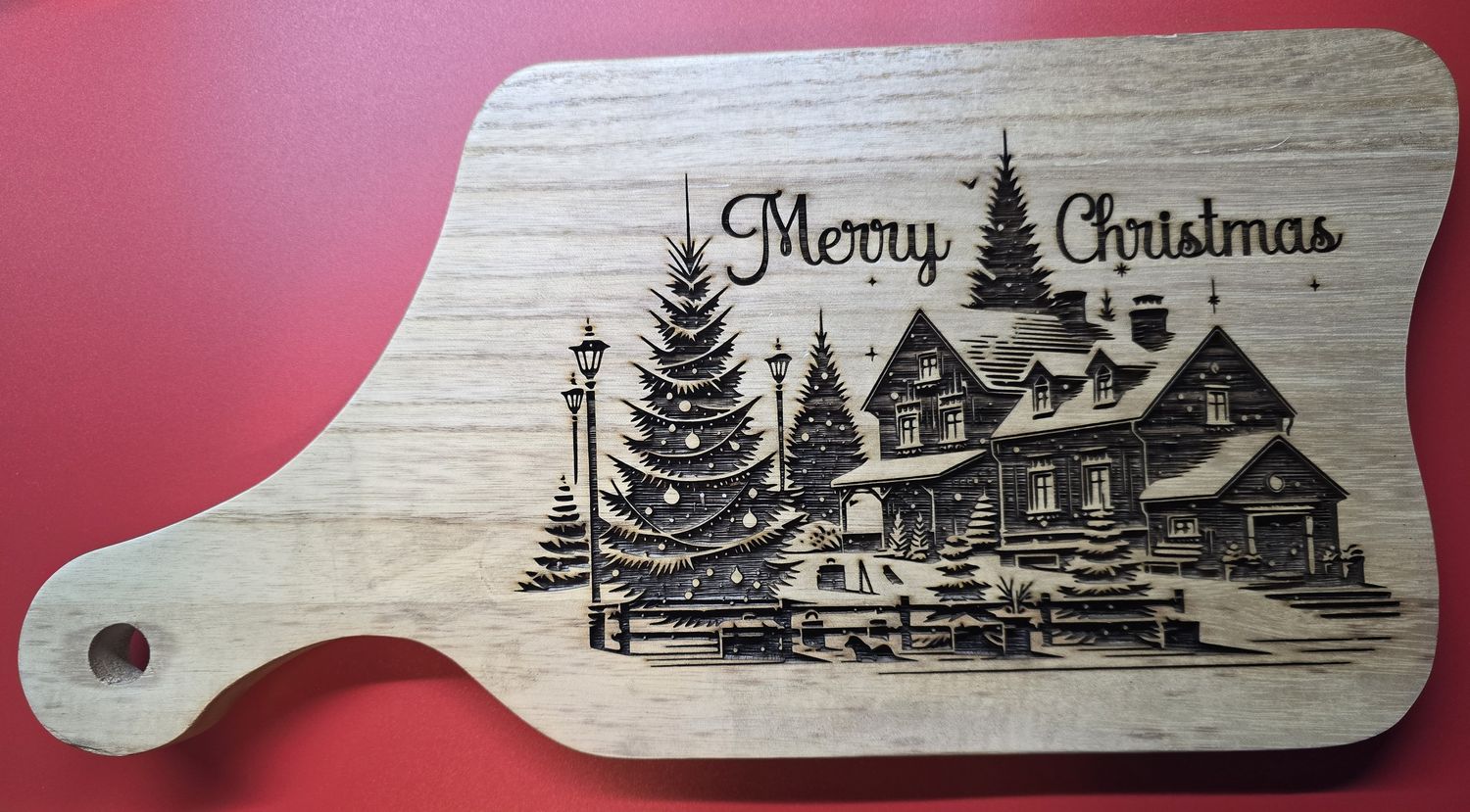 Holiday Hearth – Engraved “Merry Christmas” Cutting Board (15.5x7¾x¾&quot;)