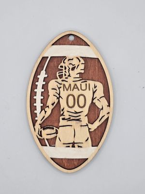 Gridiron Glory – Personalized 2-Layer Basswood Football Ornament (4")