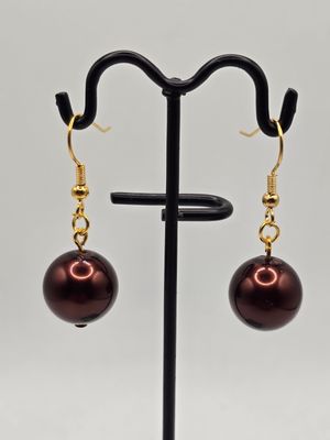 Garnet Mist Bead Jewelry Set –Earrings &amp; Gold Chain Necklace