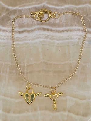 Key to My Heart Winged Charm Bracelet