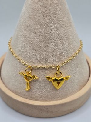 Key to My Heart Winged Charm Bracelet