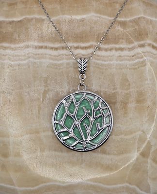 “Forest Whisper” Marbled Green Pendant Necklace