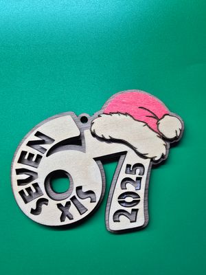 “67” Personalized Wooden Ornament – Hand-Colored Holiday Keepsake
