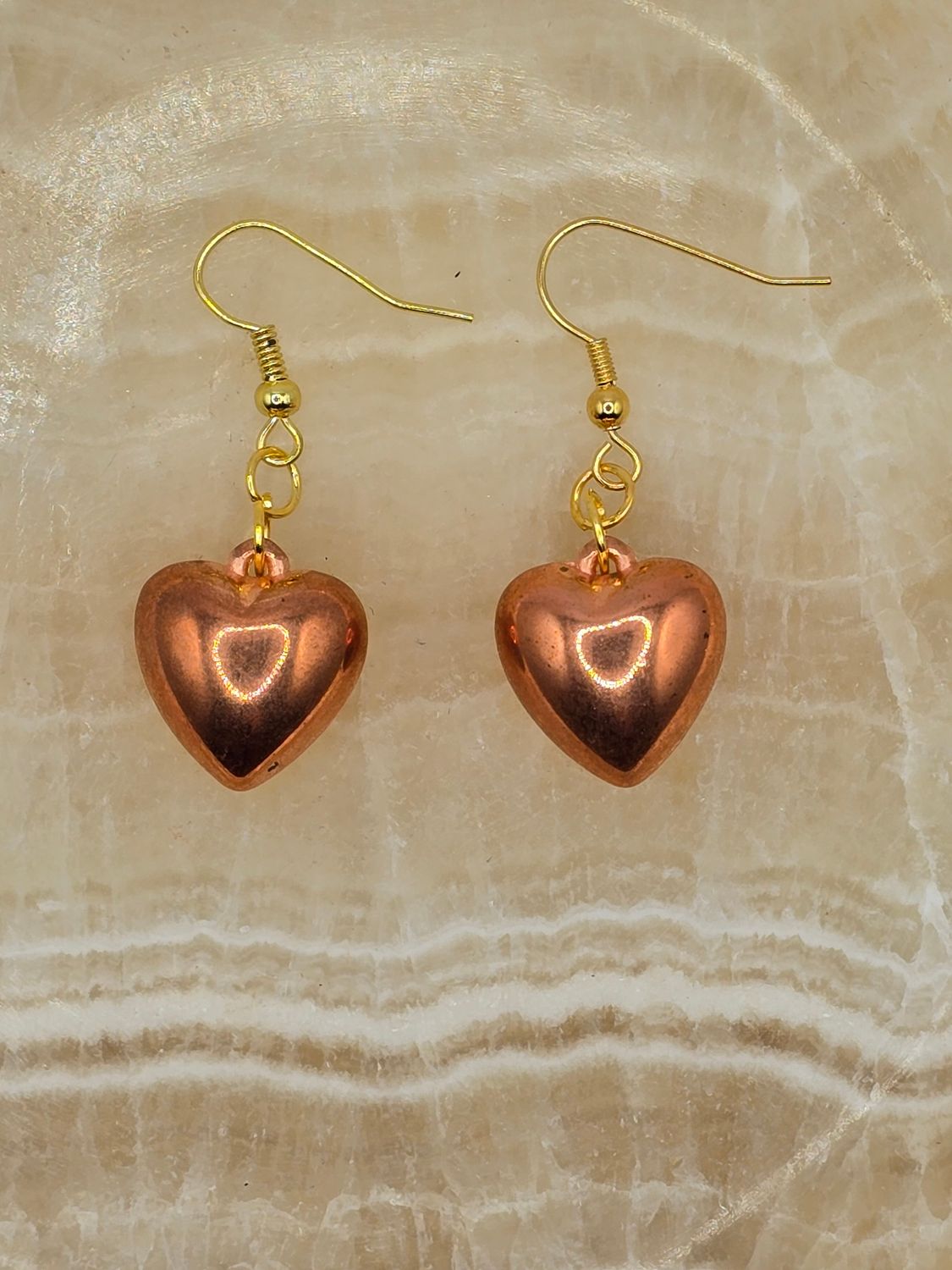 Hearts Aglow – Copper Charm Earrings