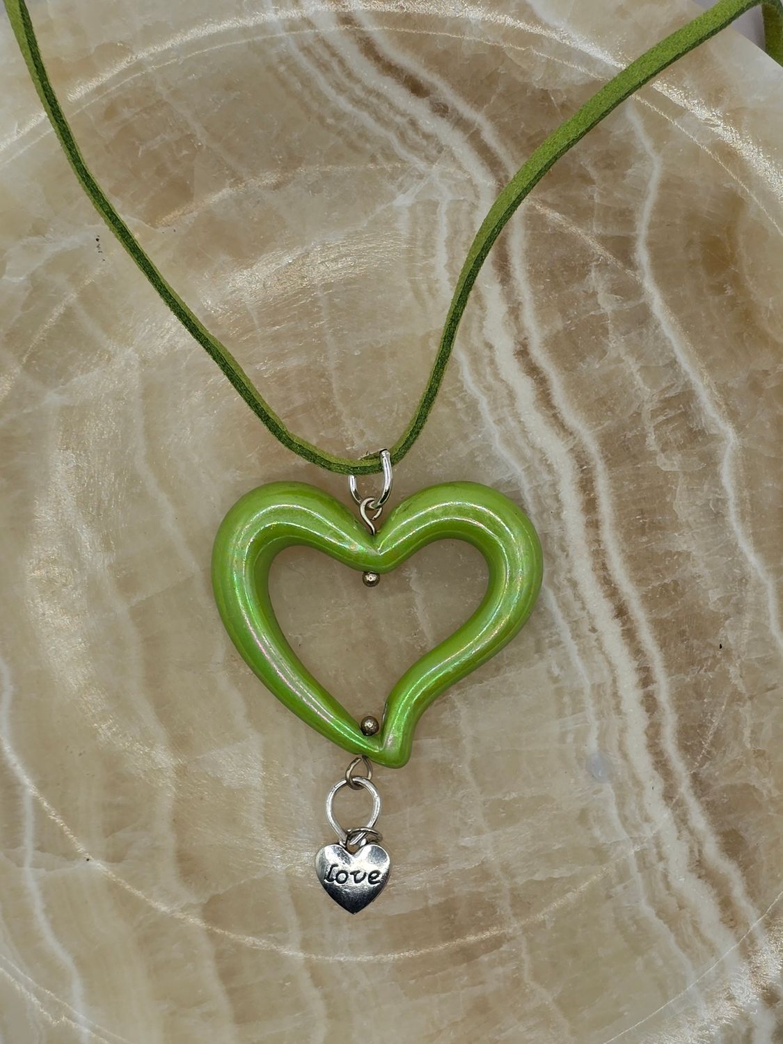 Heart of Aloha – Green Pendant Necklace with Love Charm