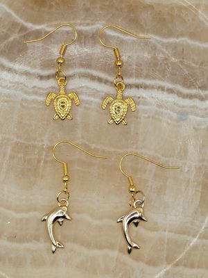 Two for One Deal!: Ocean Duo Earrings – Turtle &amp; Dolphin Set