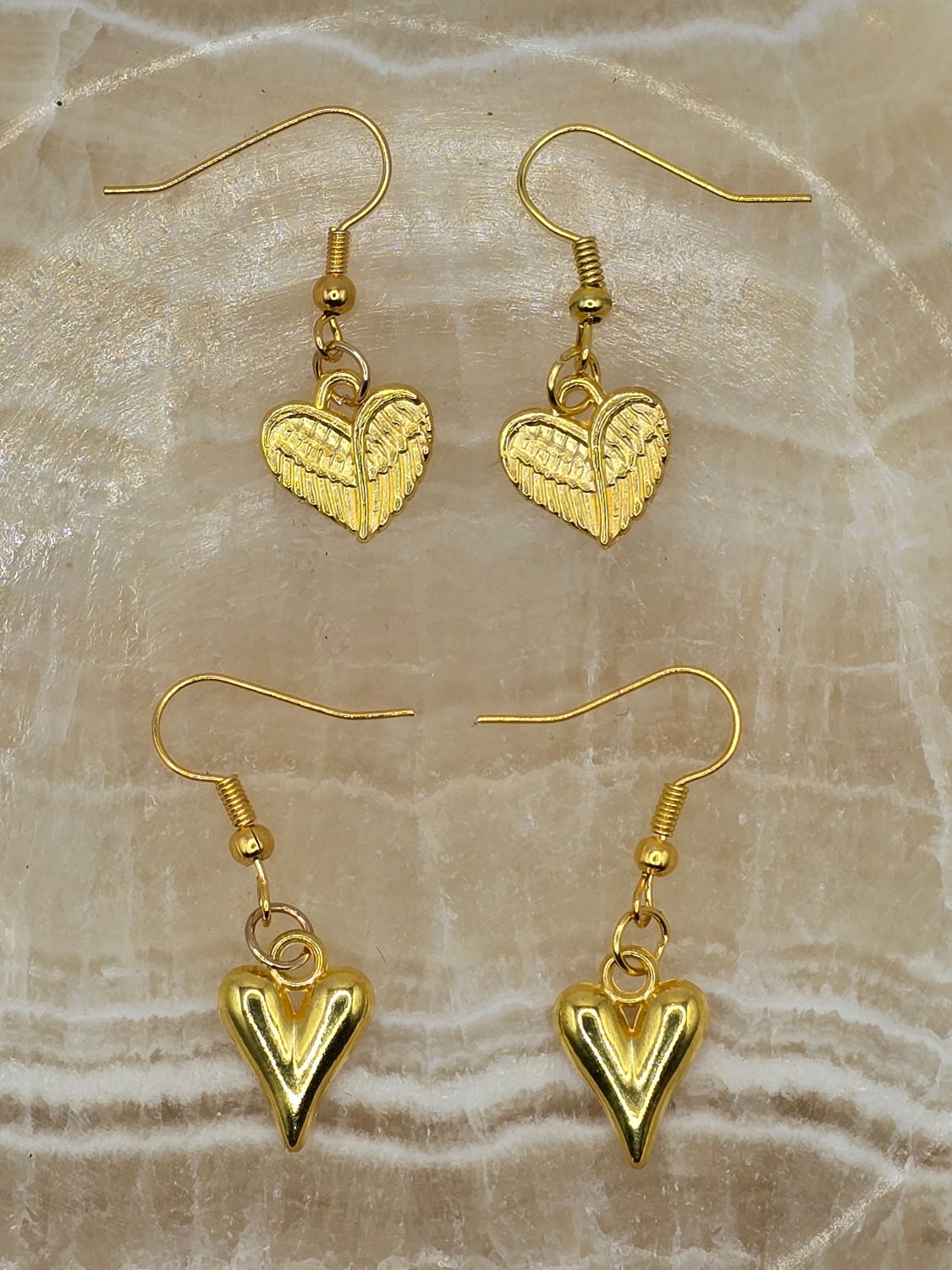 Two for one Deal!: Textured &amp; Sleek Heart Earring Duo