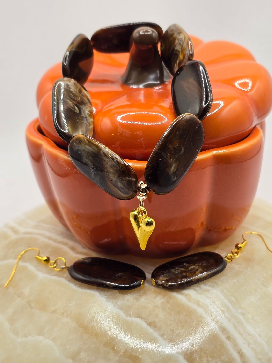 Earthstone Bracelet &amp; Earring Set – Natural Elegance