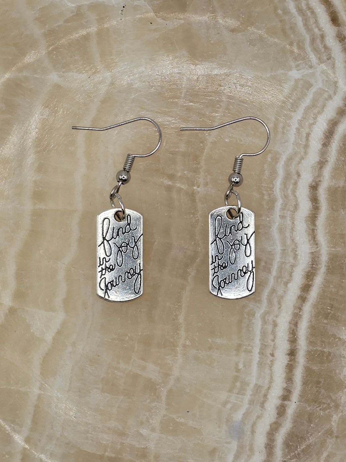 “Find the Joy in the Journey” Earrings – Silver-Toned Inspiration