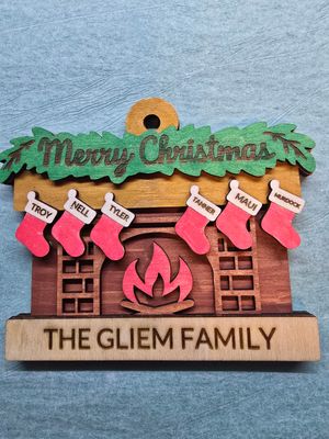 Family Fireplace Ornament – Handpainted Holiday Keepsake