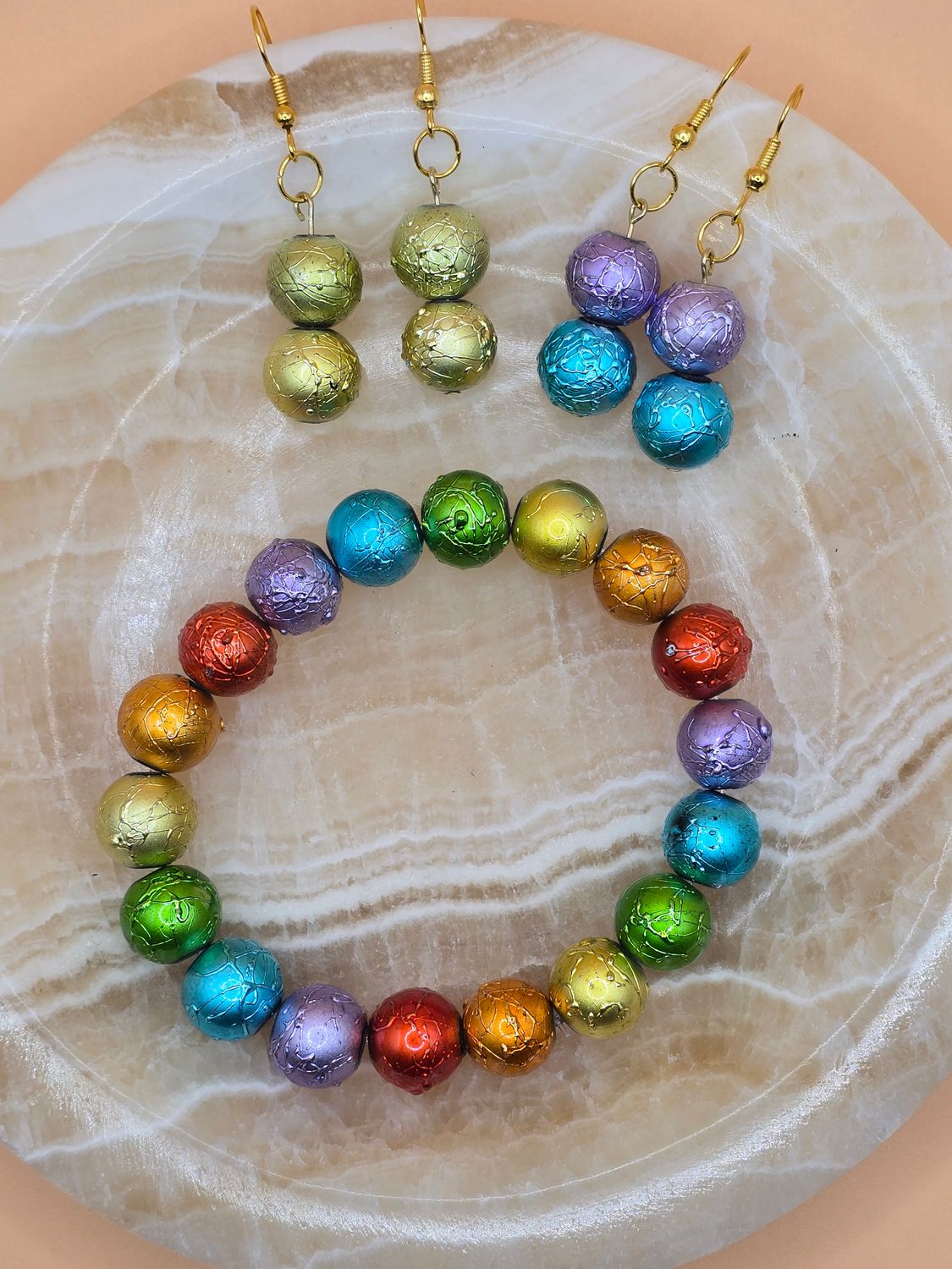 Rainbow Radiance Trio – Bracelet + Bonus Earrings
