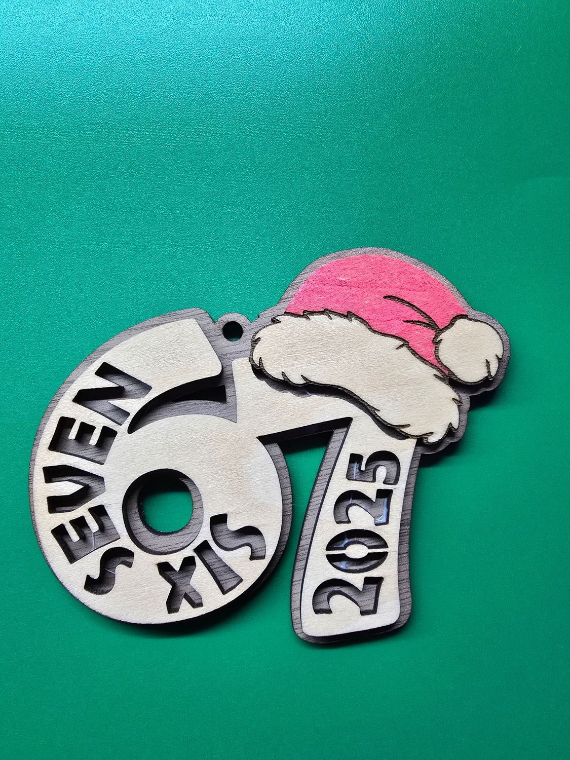 “67” Personalized Wooden Ornament – Hand-Colored Holiday Keepsake