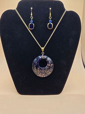 Midnight Halo Blue Necklace &amp; Matching Earrings