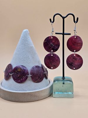 Marbled Plum Elegance – Bracelet &amp; Earrings Set