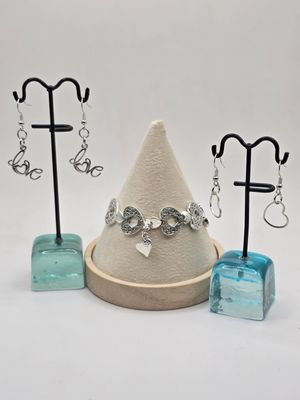 3 Piece Silver Filigree Heart Bracelet Boutique Set