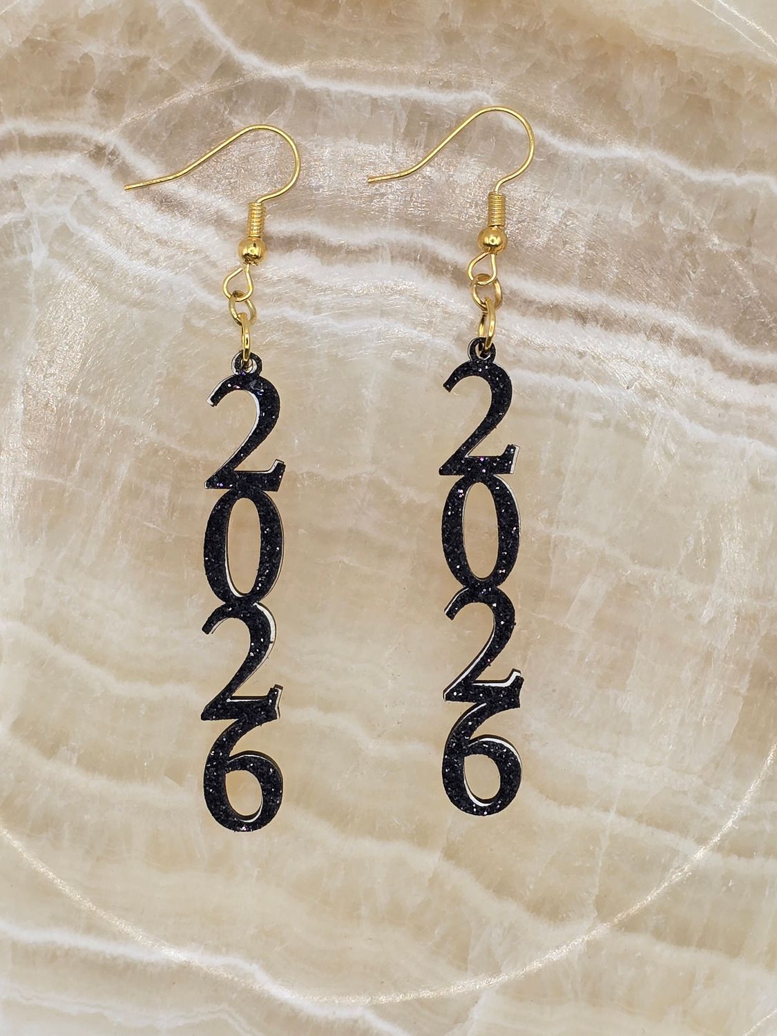 Bold &amp; Sparkly 2026 Earrings – Wood with Glitter Finish