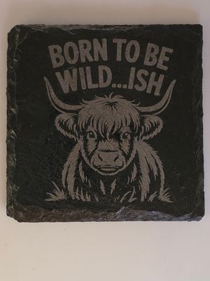 Highland Sass Coaster Set – Laser Engraved Slate (4-Pack)