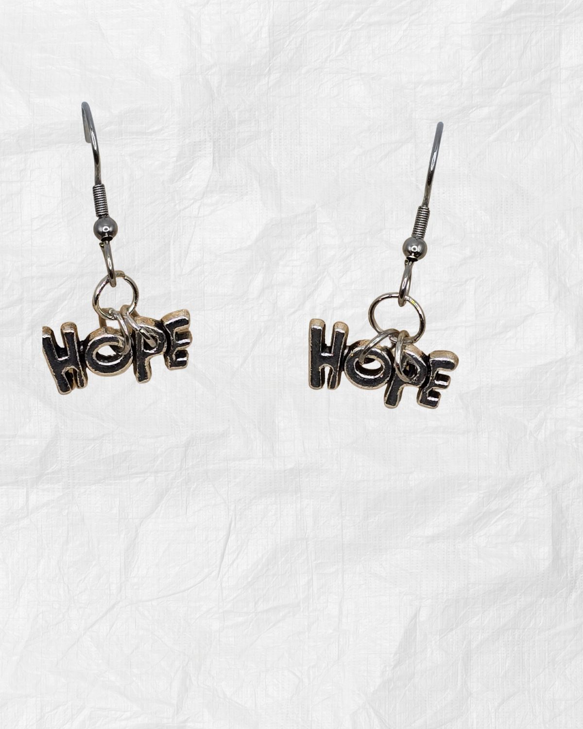 Carry Hope – Silver Word Earrings
