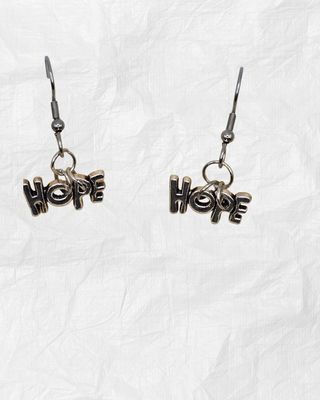 Carry Hope – Silver Word Earrings