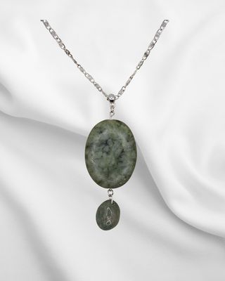 Forest Echo – Silver Necklace with Twin Green Stones