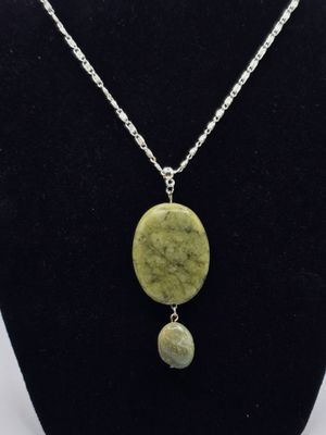 Forest Echo – Silver Necklace with Twin Green Stones