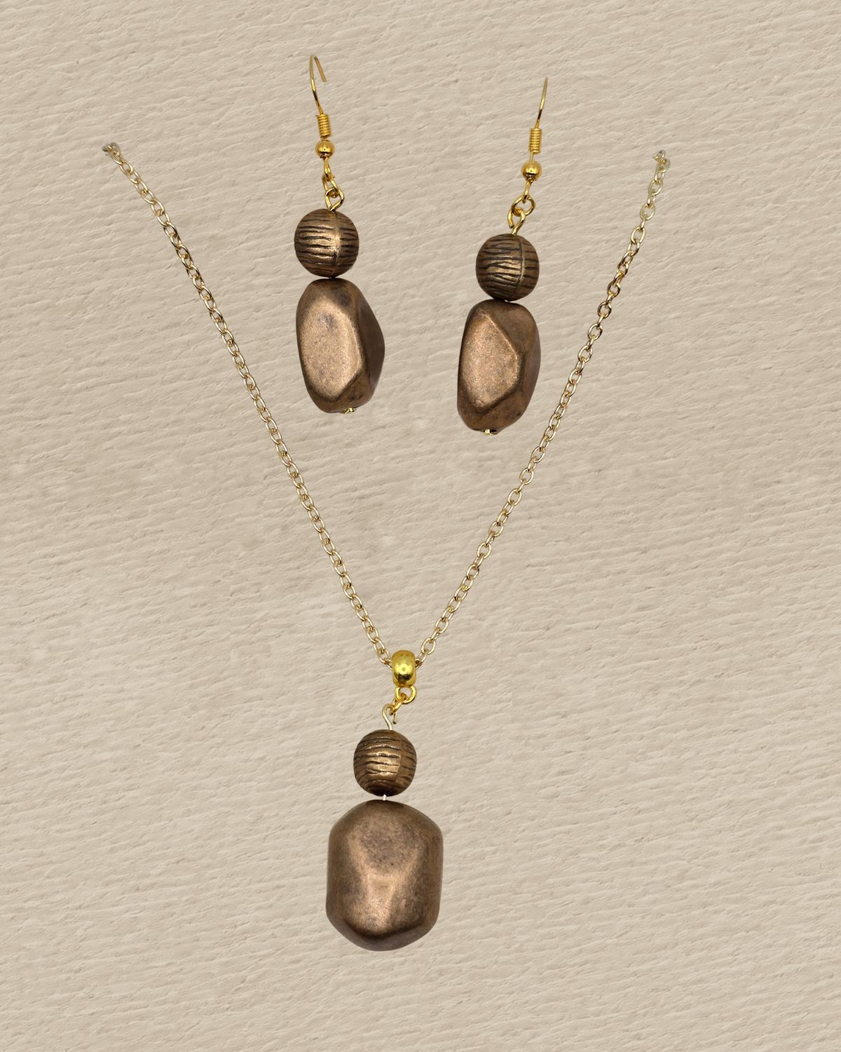 Bronze Drift – Textured Bead Jewelry Set
