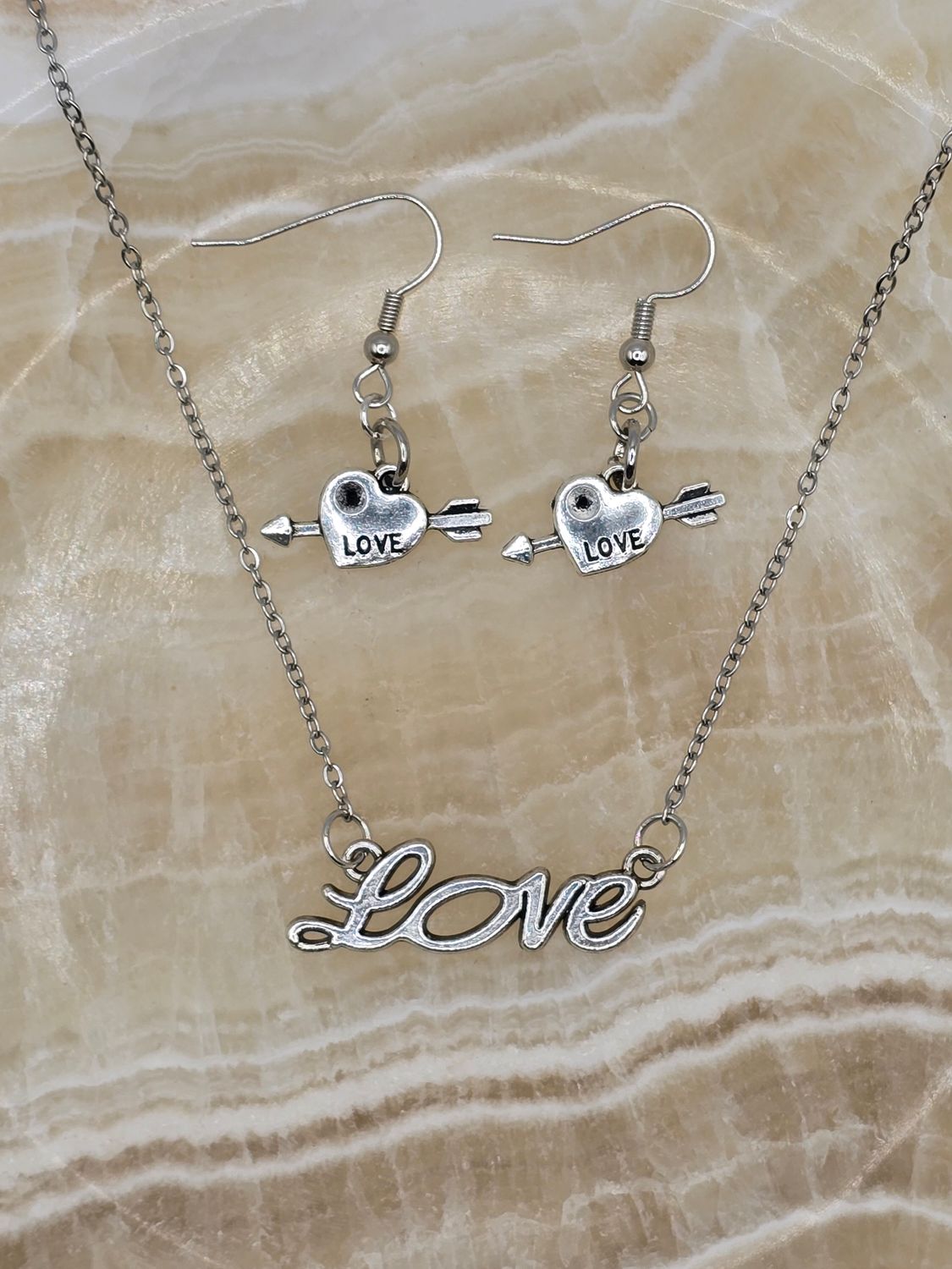 Scripted Affection – Silver Necklace &amp; Earring Set