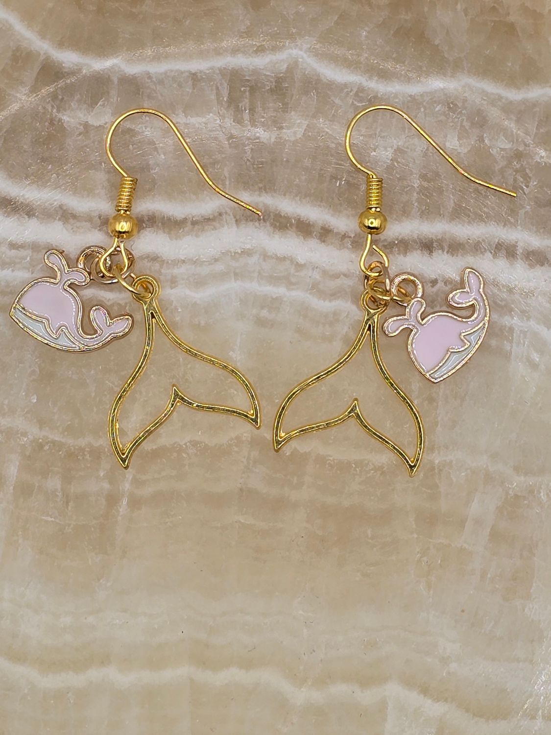 "Splashling" Duo – Gold Whale Tail Earrings