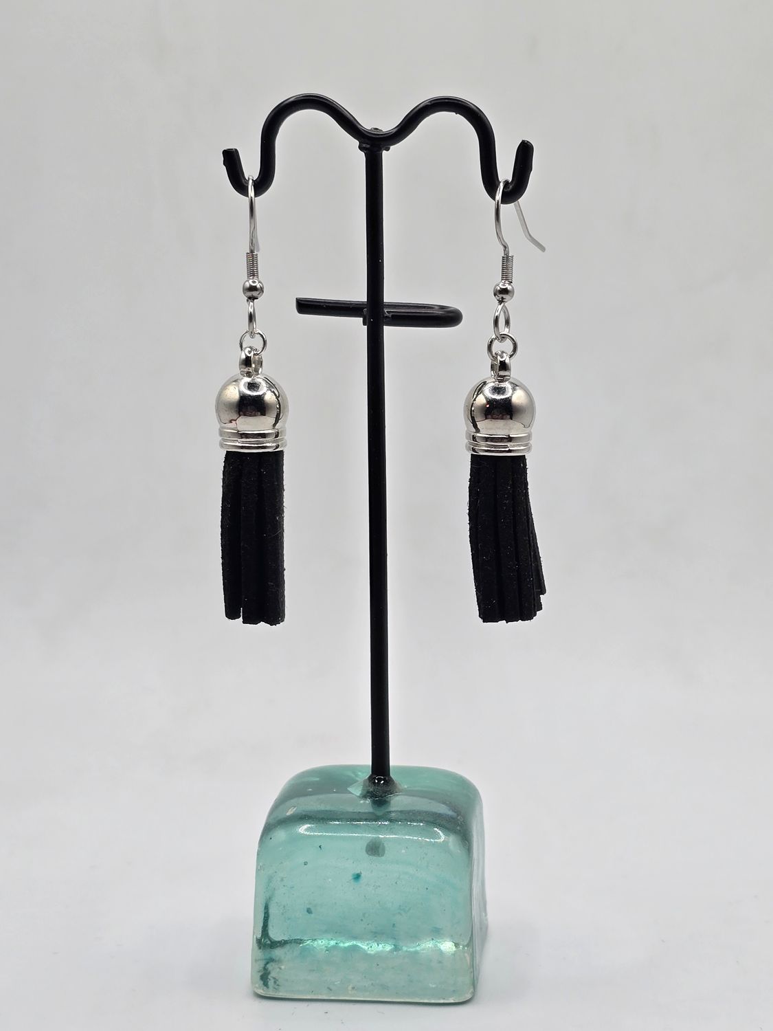 Midnight Fringe – Black Tassel Dangle Earrings