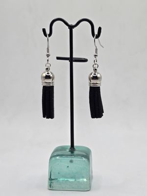 Midnight Fringe – Black Tassel Dangle Earrings