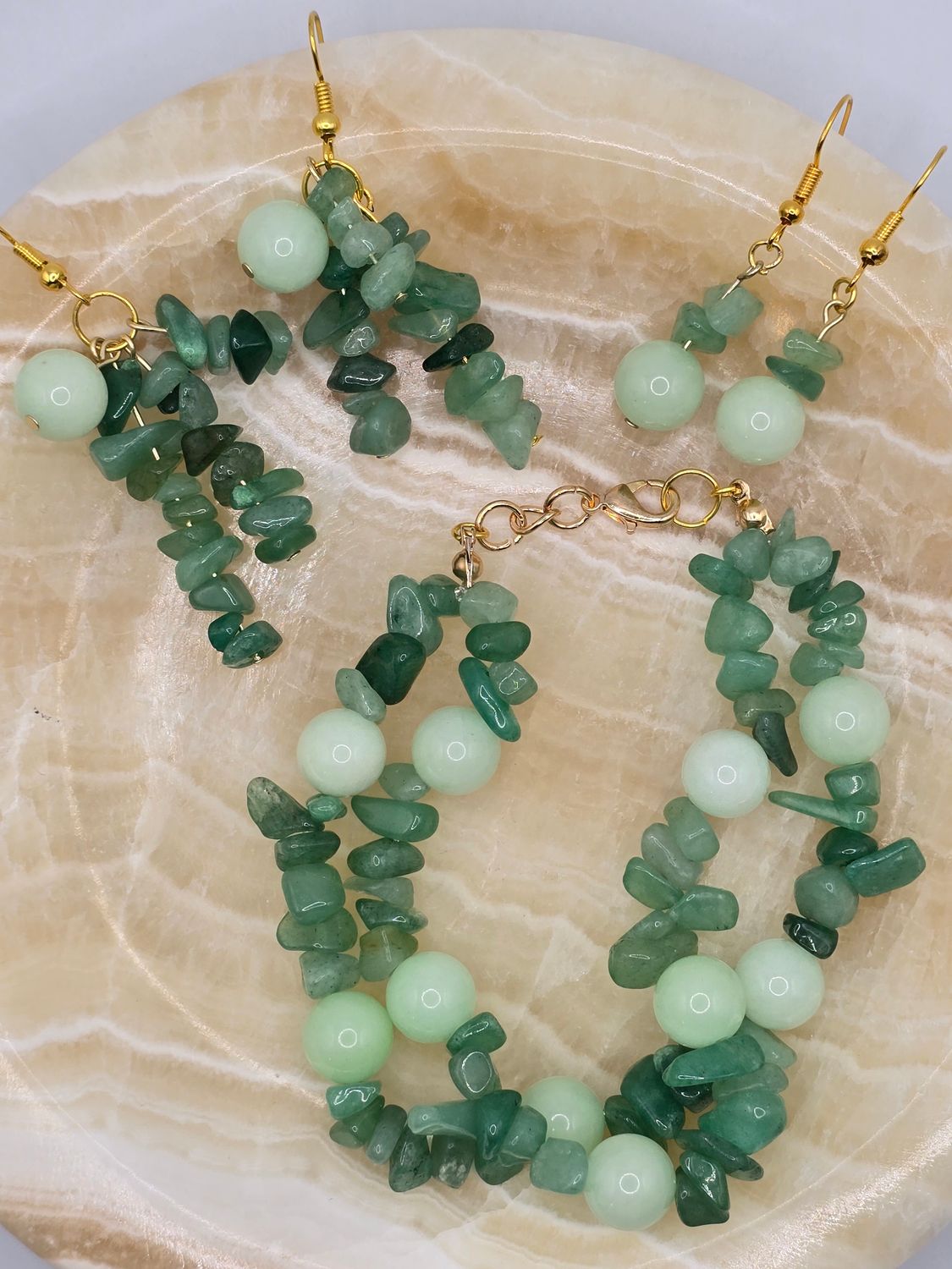 Green Glow Trio – Bracelet &amp; 2 Earring Set (3 for the Price of 2!)