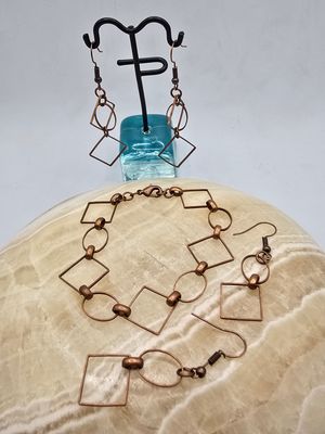 Copper Currents – Geometric Bracelet &amp; Dangle Earring Set (3‑for‑2 deal)