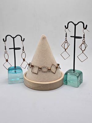Copper Currents – Geometric Bracelet &amp; Dangle Earring Set (3‑for‑2 deal)