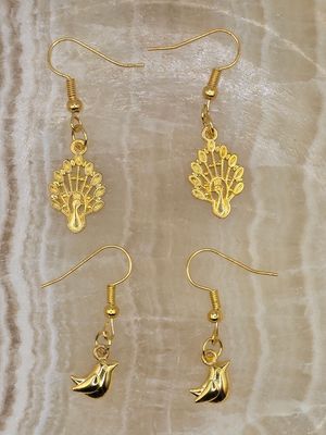 Feathered Pair – Gold Earring Duo (2-for-1)