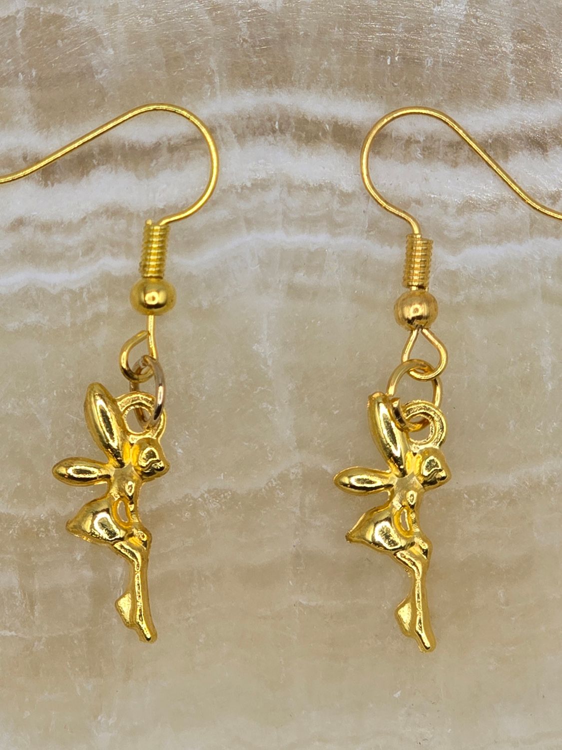 "Glimmerwing" Fairies – Gold Dangle Earrings