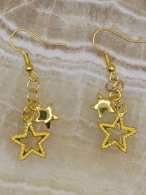 Starlit Whispers – Double Star Dangle Earrings