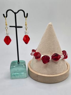 Rosy Glow Delight — Earring & Bracelet Set