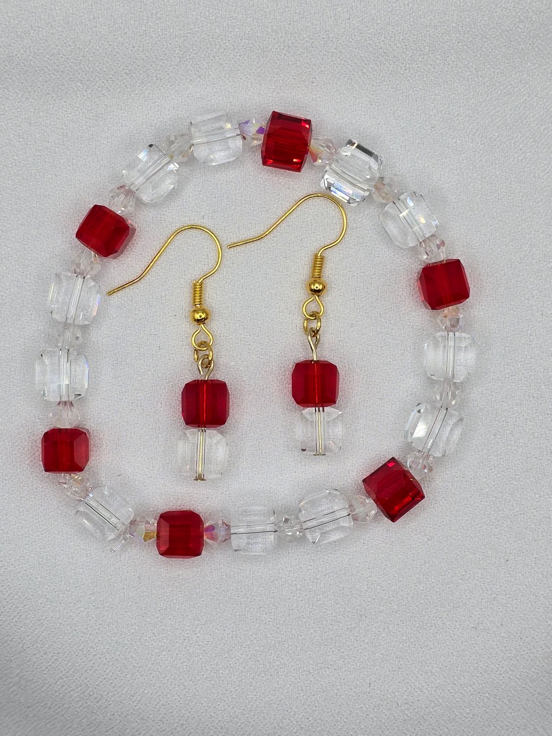 Ruby Ice Sparkle Set — Earrings &amp; Bracelet Duo