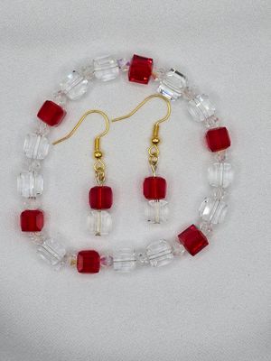 Ruby Ice Sparkle Set — Earrings &amp; Bracelet Duo